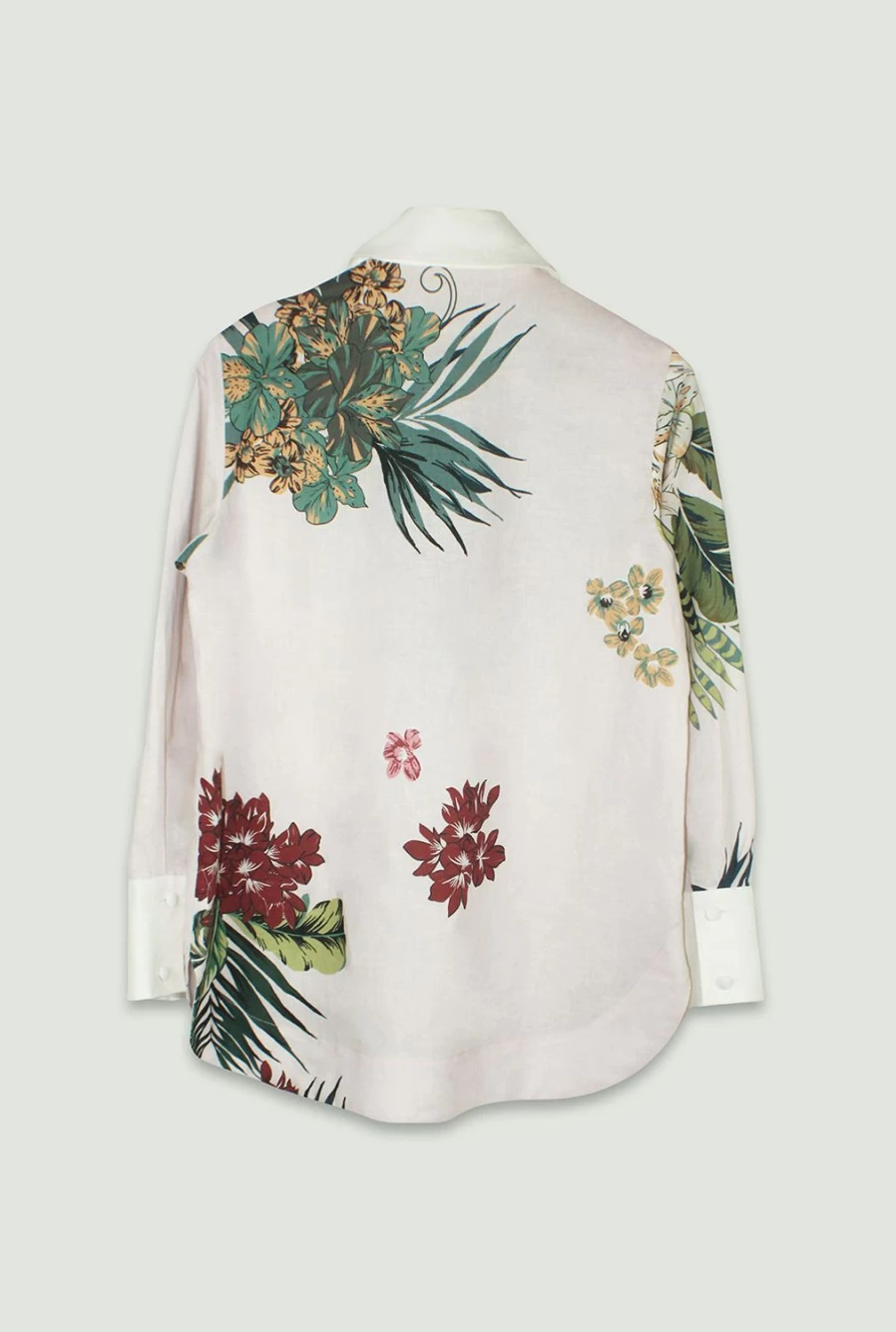 Isla & White Women's Tropicalia Print Mom Shirt - Floral Short Sleeve Top