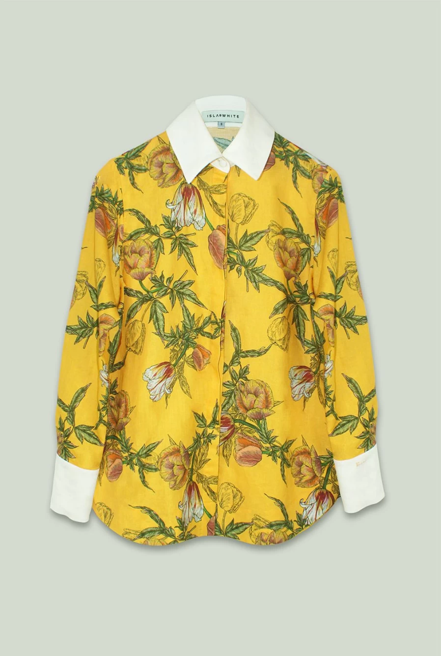 Isla & White Women's Floral Print Mom Shirt - Sunny Flowers Blouse