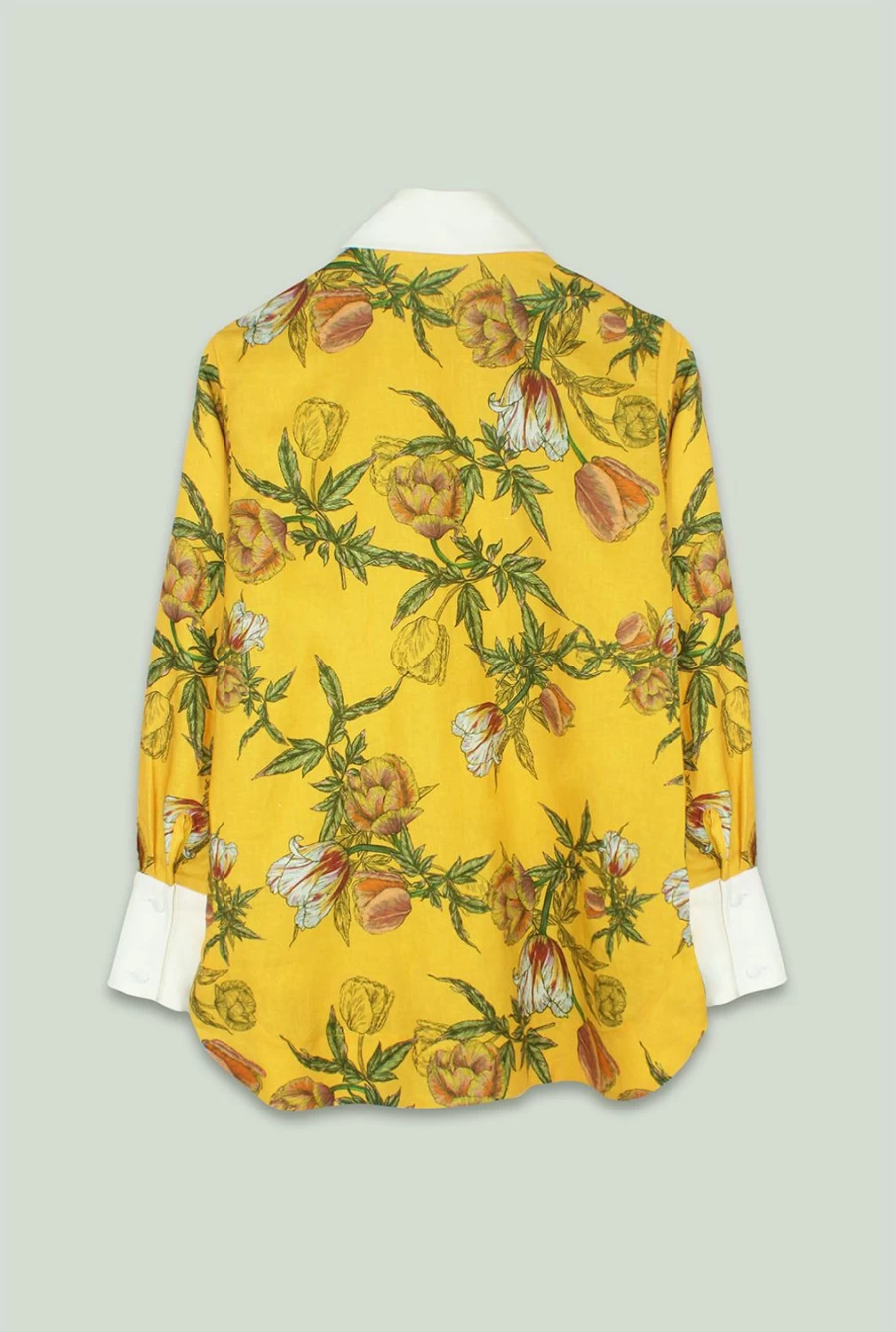 Isla & White Women's Floral Print Mom Shirt - Sunny Flowers Blouse